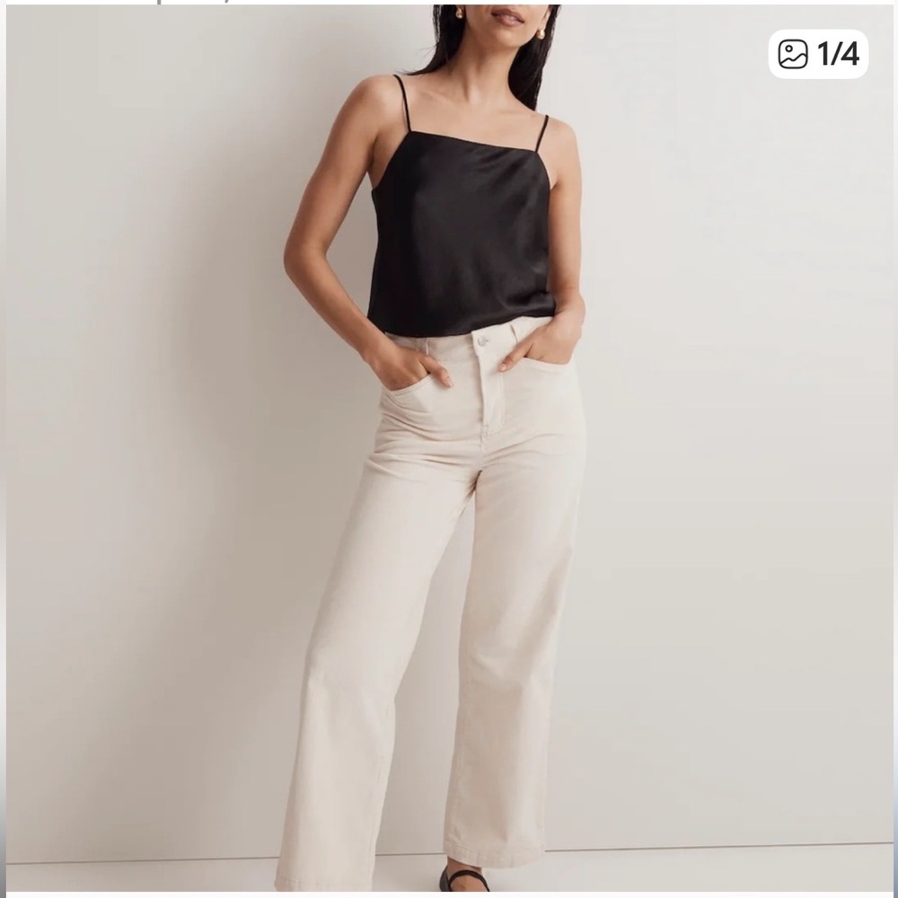 Madewell Emmett Wide-Leg Ivory/White Corduroy Hi- Rise Pants, 27